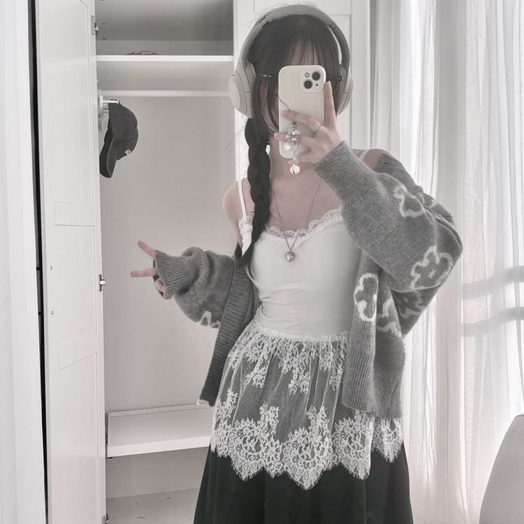 레이어드 코디 꿀템 레이스 레이어드 은근 섹시 캡나시 화이트