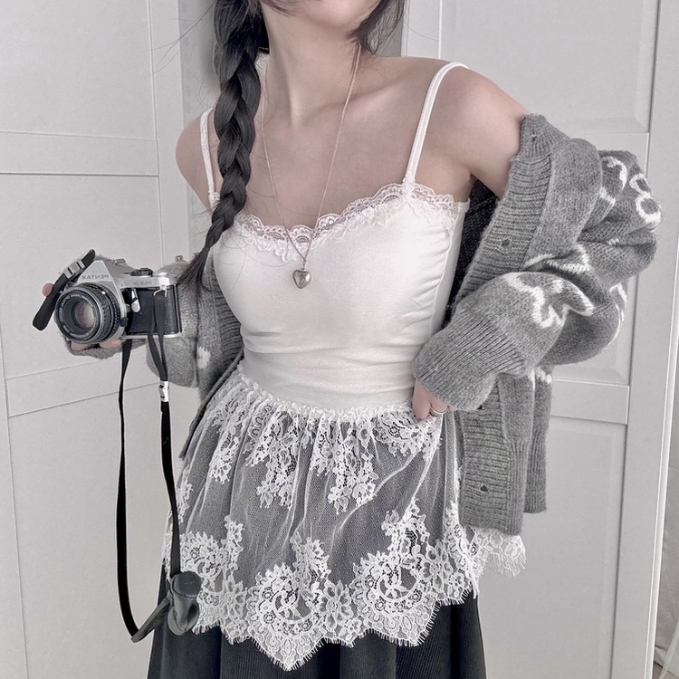 레이어드 코디 꿀템 레이스 레이어드 은근 섹시 캡나시 화이트