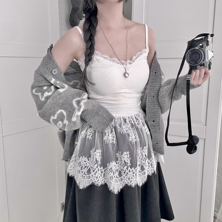 레이어드 코디 꿀템 레이스 레이어드 은근 섹시 캡나시 화이트