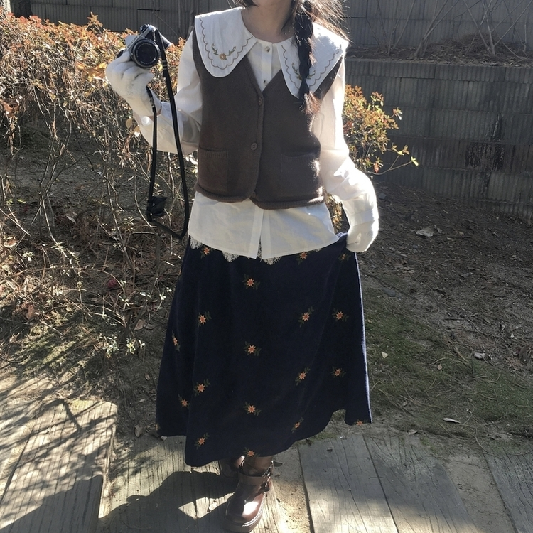 レイヤードショートボタンニットベスト冬(5color)