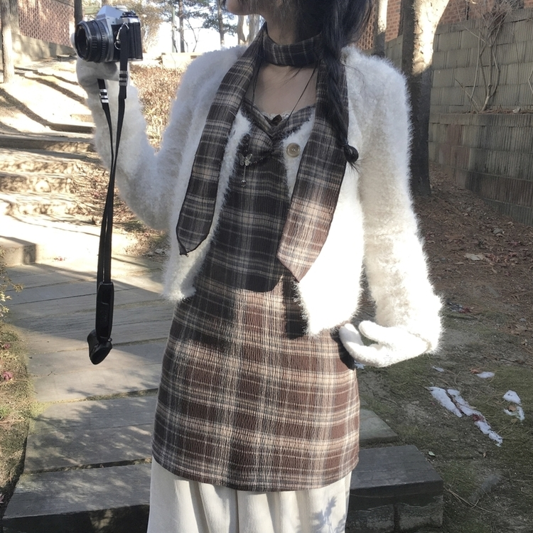レイヤードクロップボアウールカーディガン