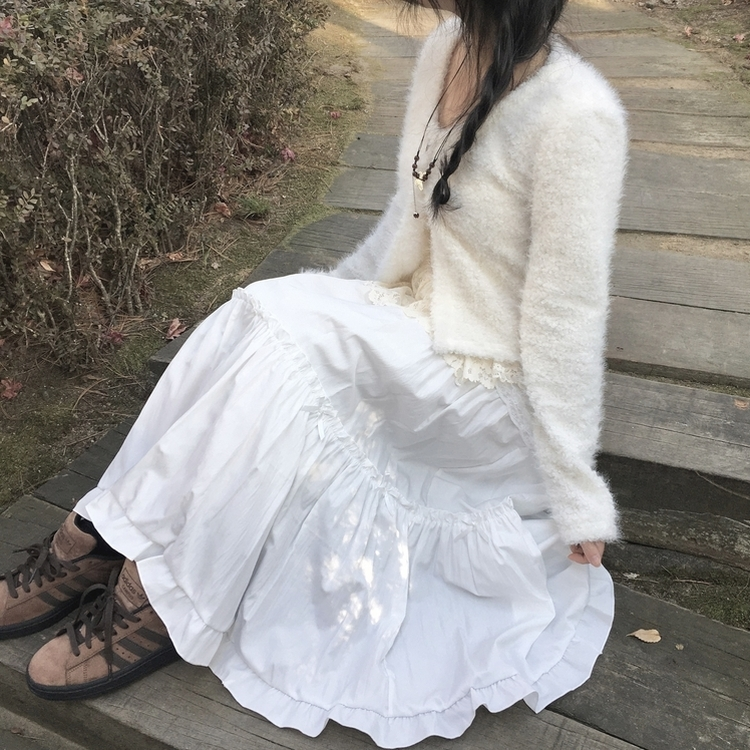 レイヤードクロップボアウールカーディガン