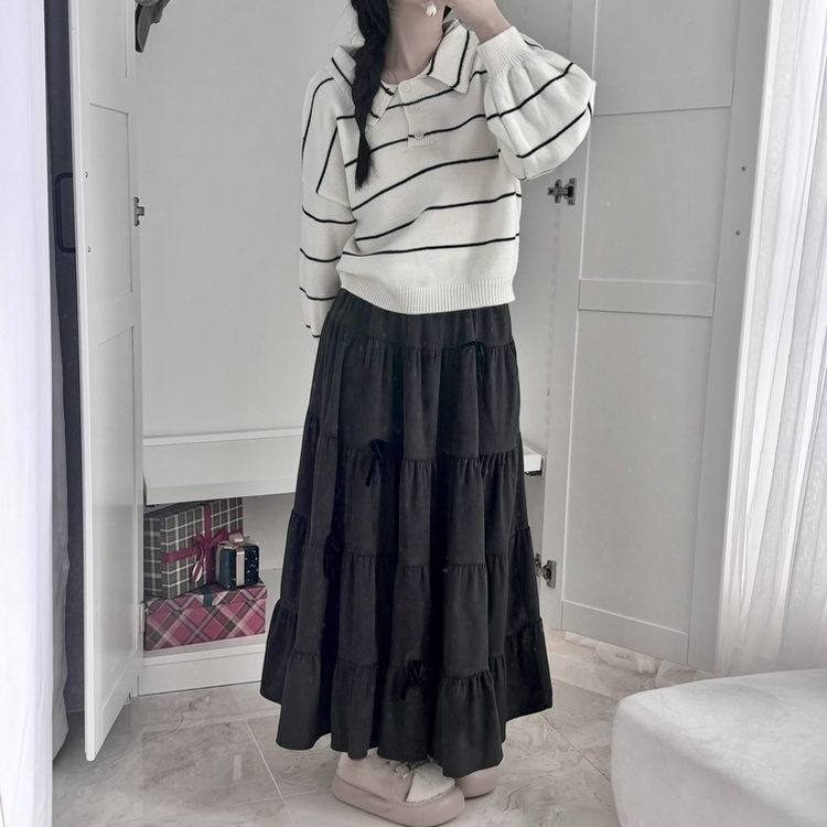 데일리 카라 버튼 단가라 크롭 니트