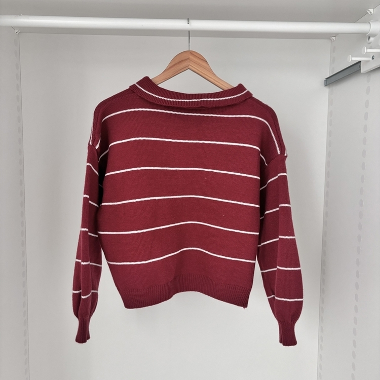 데일리 카라 버튼 단가라 크롭 니트