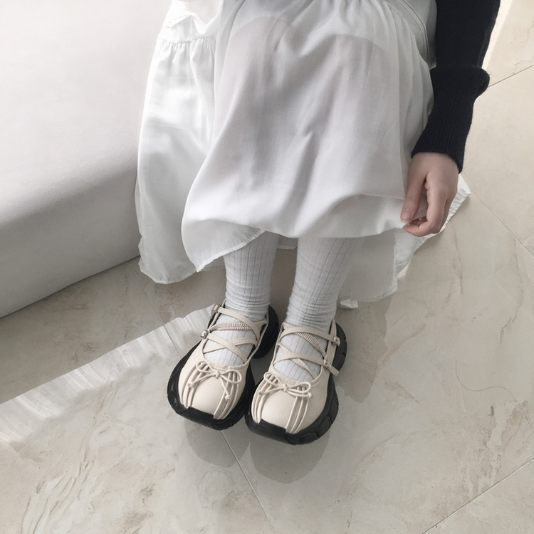 リボンストラッププラットフォームスニーカー IVORY