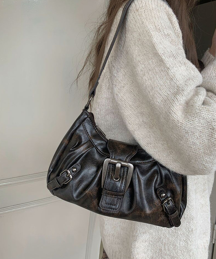バックルショルダーバッグ BROWN