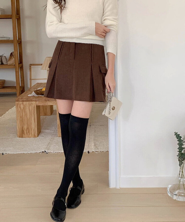 【丈別】【起毛】コーデュロイミニスカート