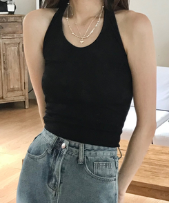 ホルターネックキャミソール BLACK