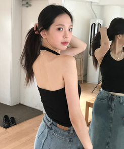 ホルターネックキャミソール BLACK