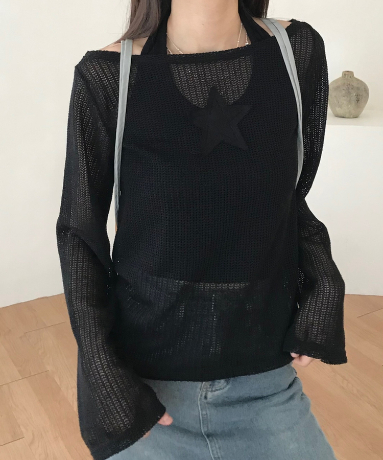 ホルターネックキャミソール BLACK