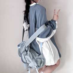 Vネックオーバーフィット長袖トレーナー(6color) SKY BLUE