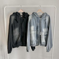 ビンテージデニムフードジップアップジャケット