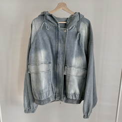 ビンテージデニムフードジップアップジャケット