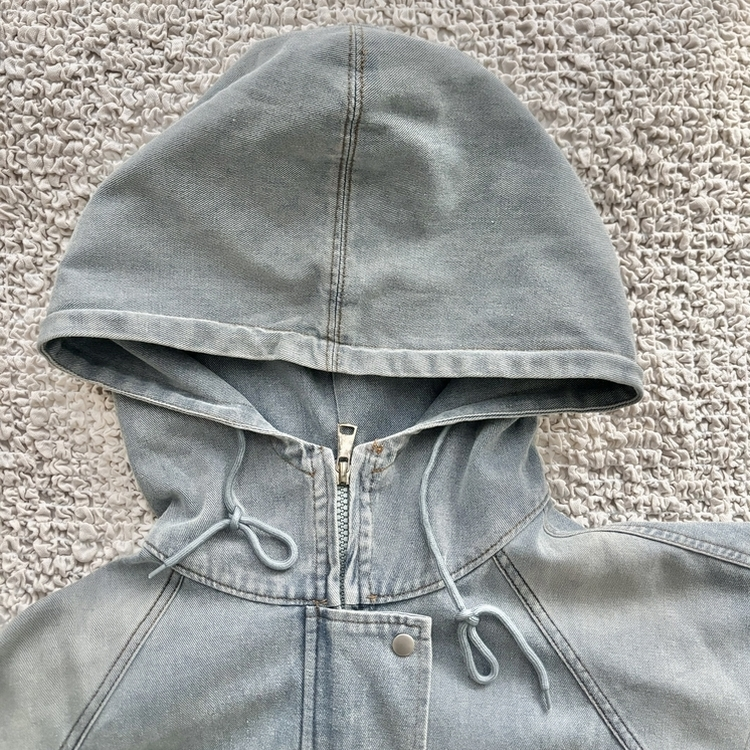 ビンテージデニムフードジップアップジャケット