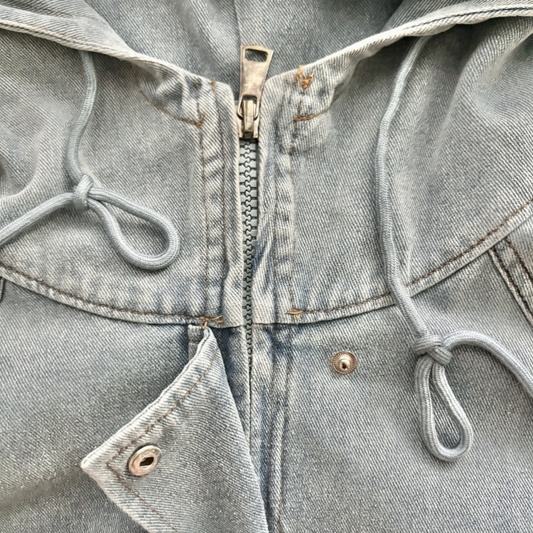 ビンテージデニムフードジップアップジャケット