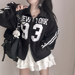 トラックラインオーバーフィットジップアップ(6color) BLACK