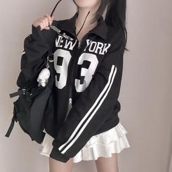 トラックラインオーバーフィットジップアップ(6color) BLACK