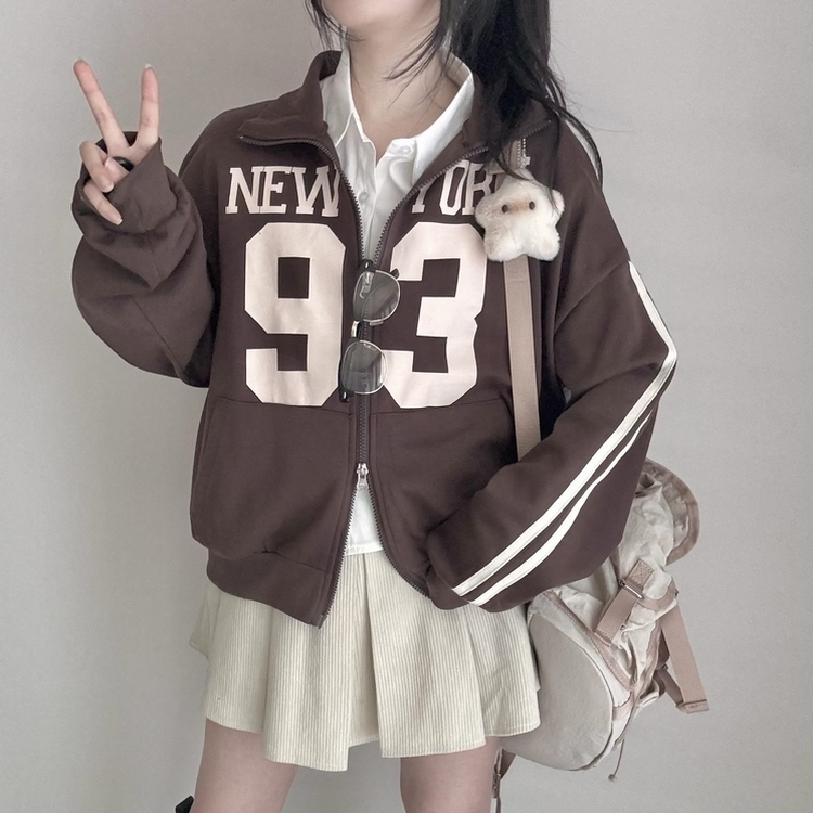 トラックラインオーバーフィットジップアップ(6color) BROWN