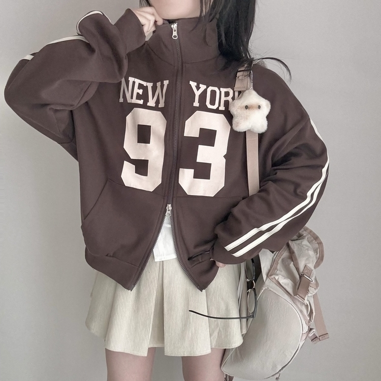 トラックラインオーバーフィットジップアップ(6color) BROWN