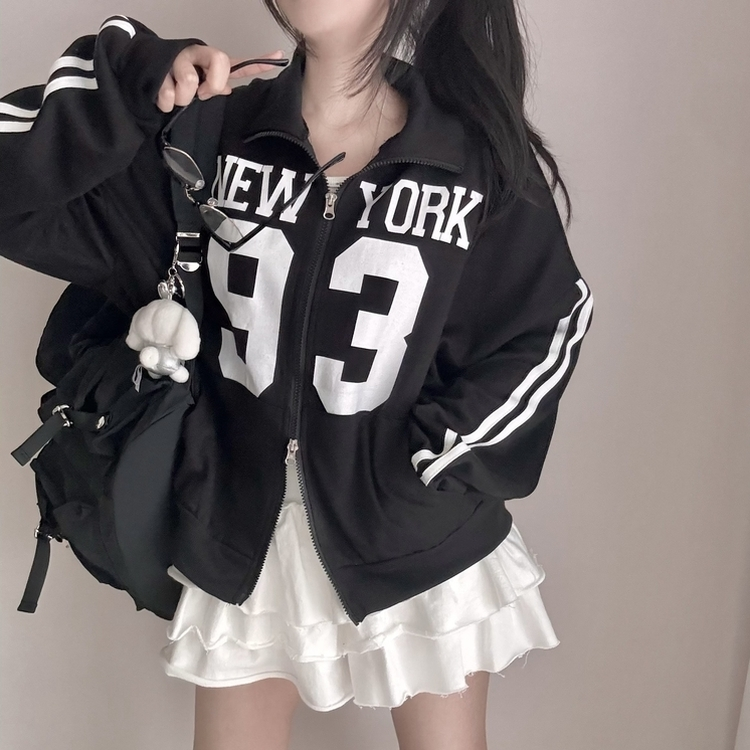 トラックラインオーバーフィットジップアップ(6color) BLACK