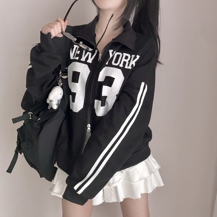 トラックラインオーバーフィットジップアップ(6color) BLACK