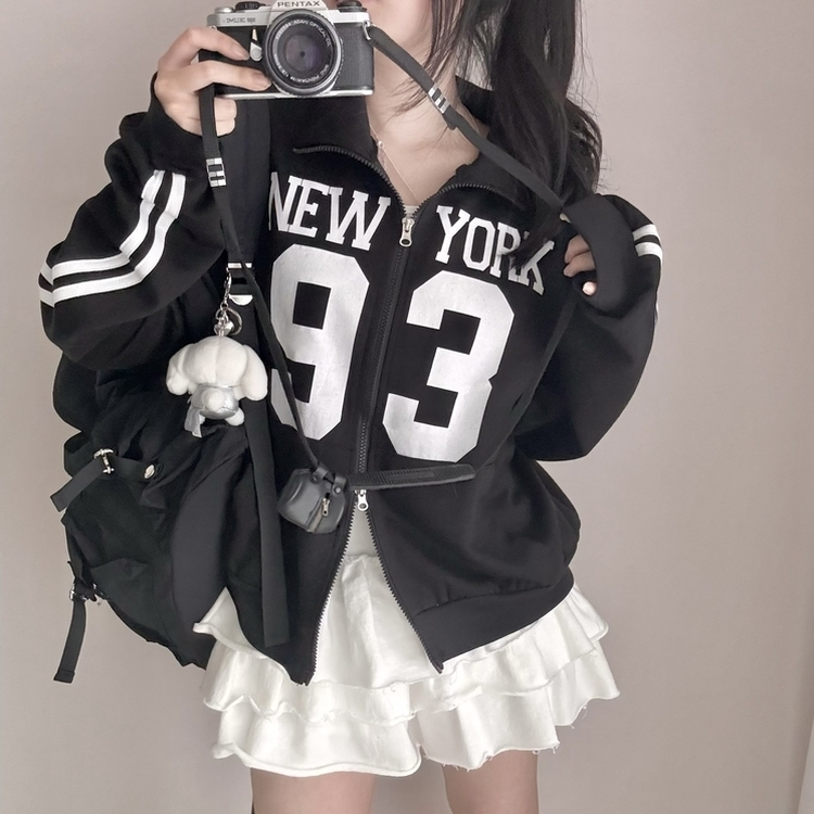 トラックラインオーバーフィットジップアップ(6color) BLACK