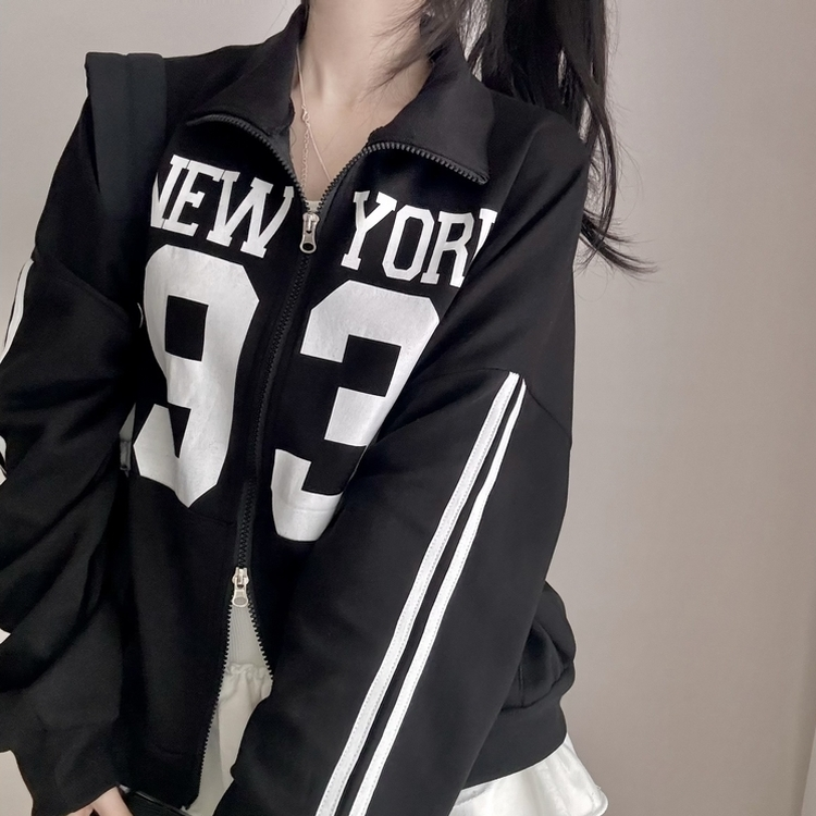 トラックラインオーバーフィットジップアップ(6color) BLACK