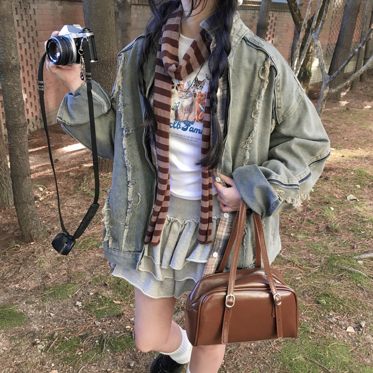 レザーショルダーバッグ BROWN
