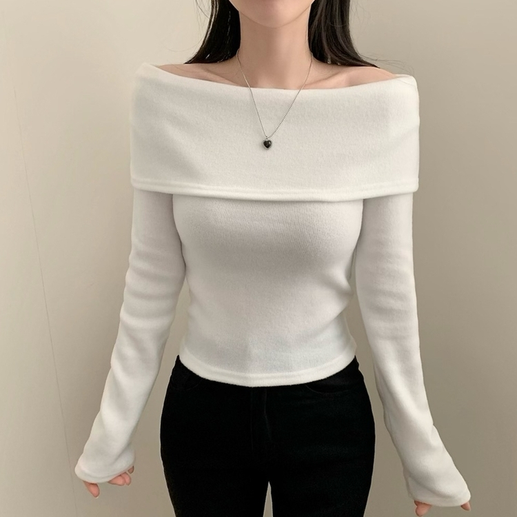 オフショルダー長袖Tシャツ