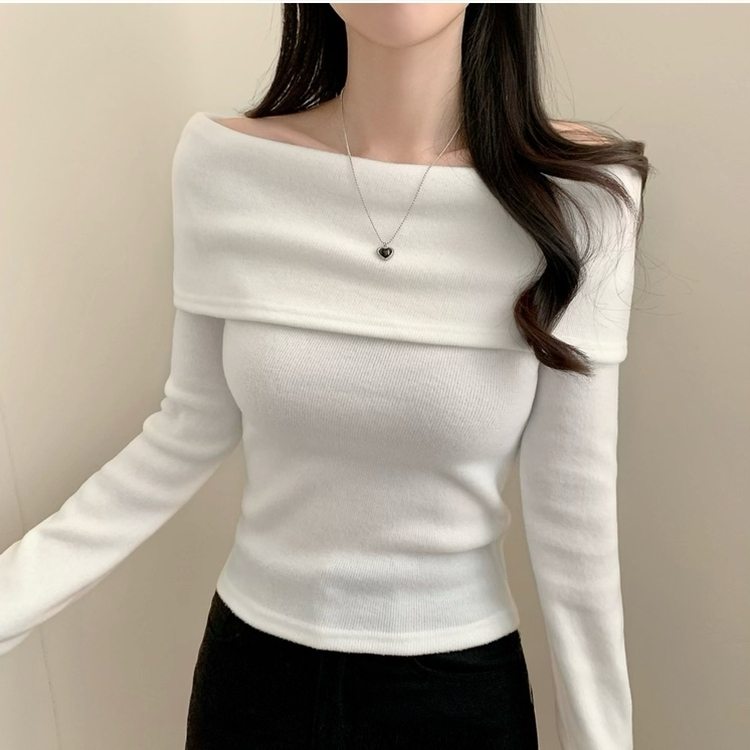 オフショルダー長袖Tシャツ