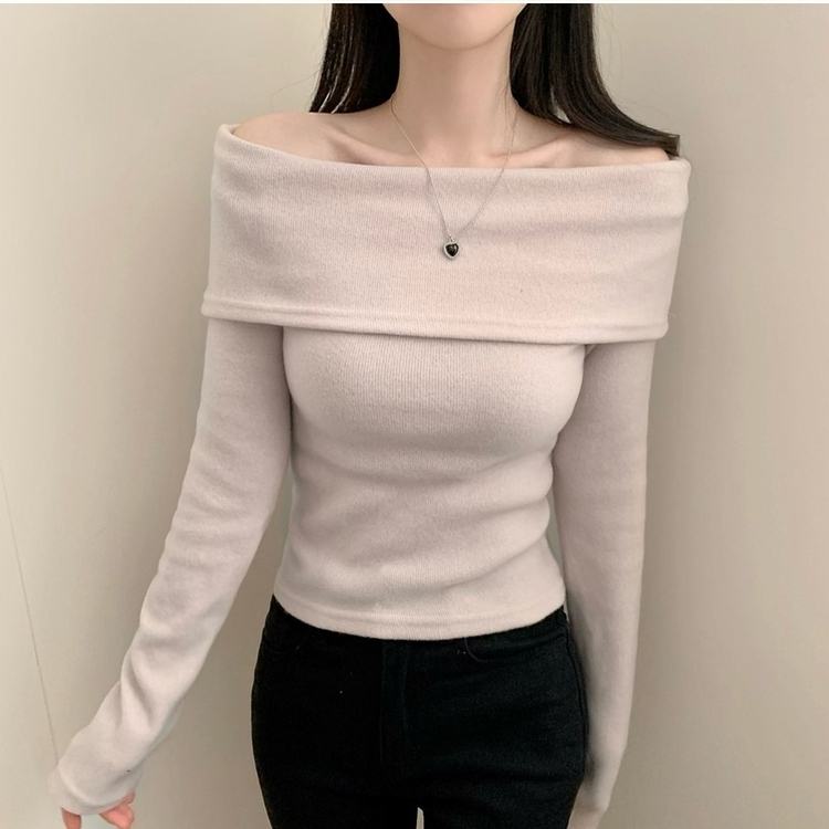 オフショルダー長袖Tシャツ