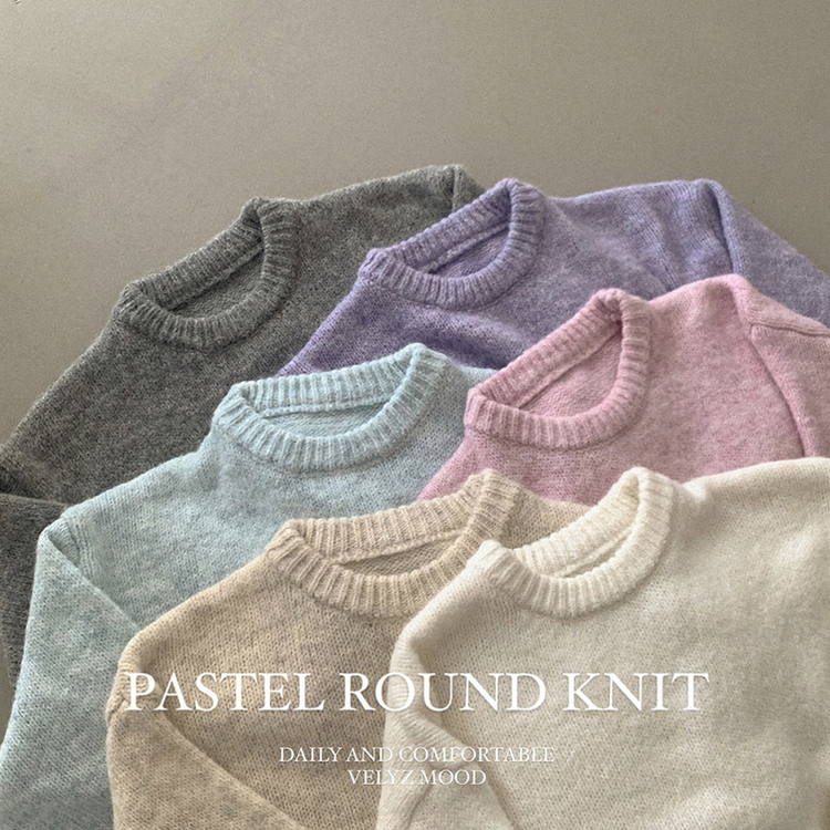 파스텔 도톰 보카시 라운드 아방핏 니트