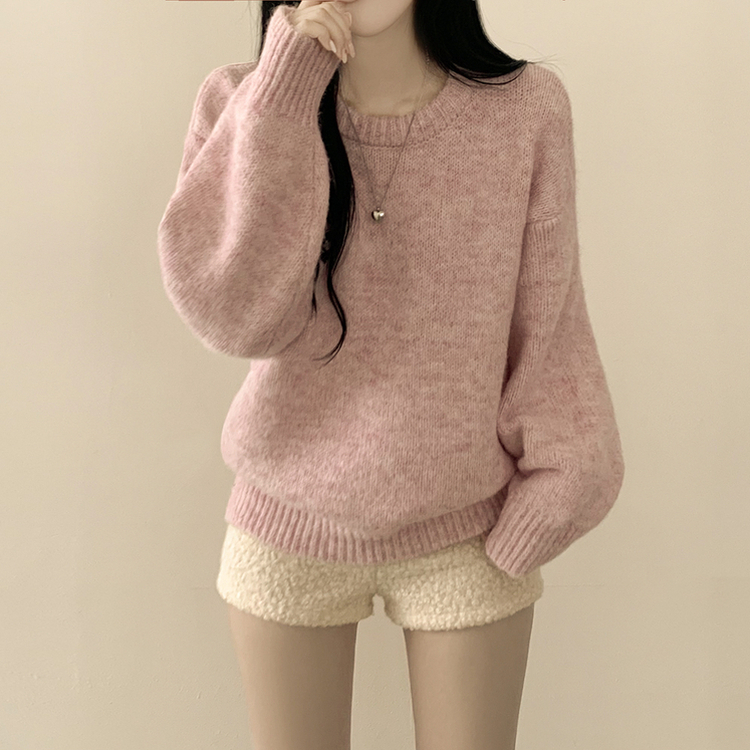 파스텔 도톰 보카시 라운드 아방핏 니트