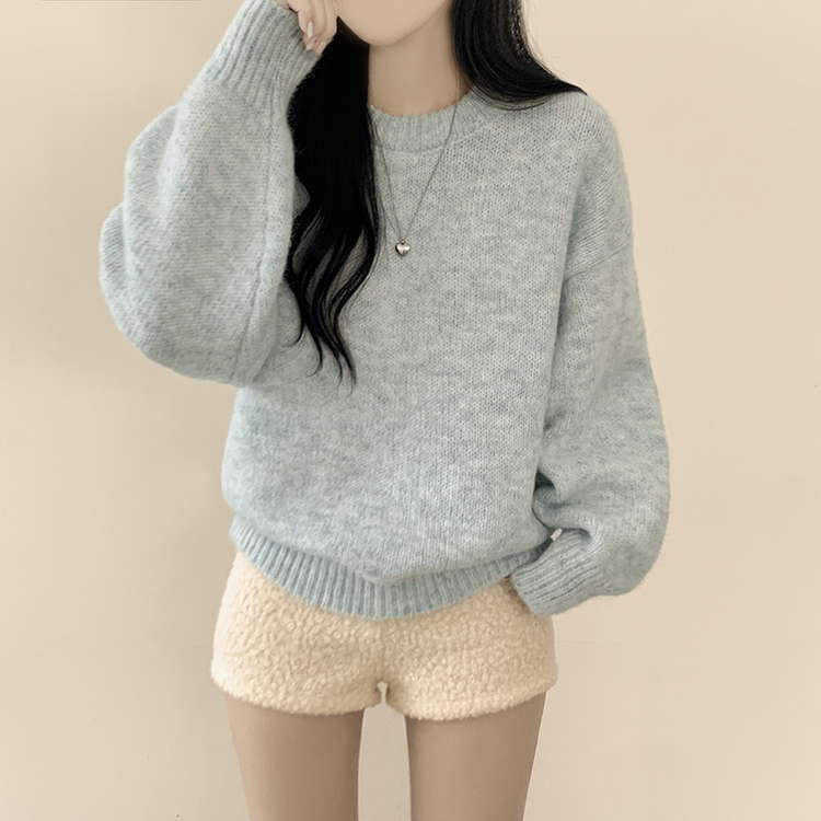 파스텔 도톰 보카시 라운드 아방핏 니트