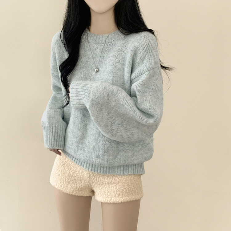 파스텔 도톰 보카시 라운드 아방핏 니트