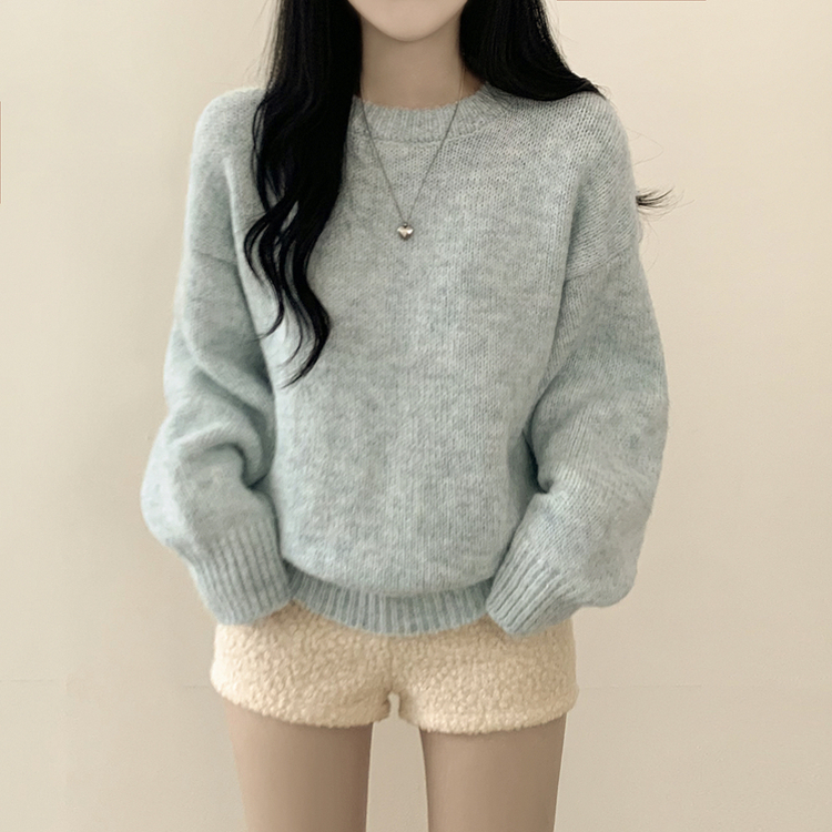 파스텔 도톰 보카시 라운드 아방핏 니트