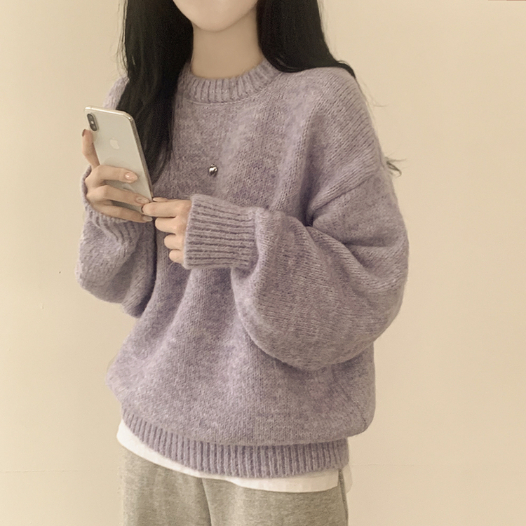 파스텔 도톰 보카시 라운드 아방핏 니트