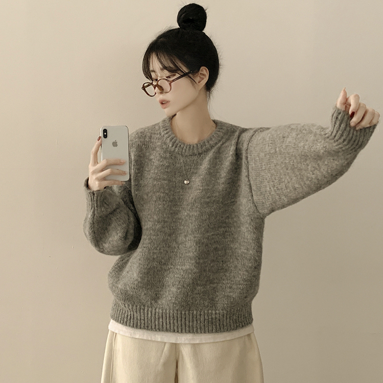 파스텔 도톰 보카시 라운드 아방핏 니트