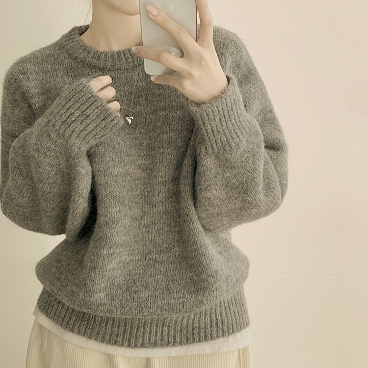 파스텔 도톰 보카시 라운드 아방핏 니트