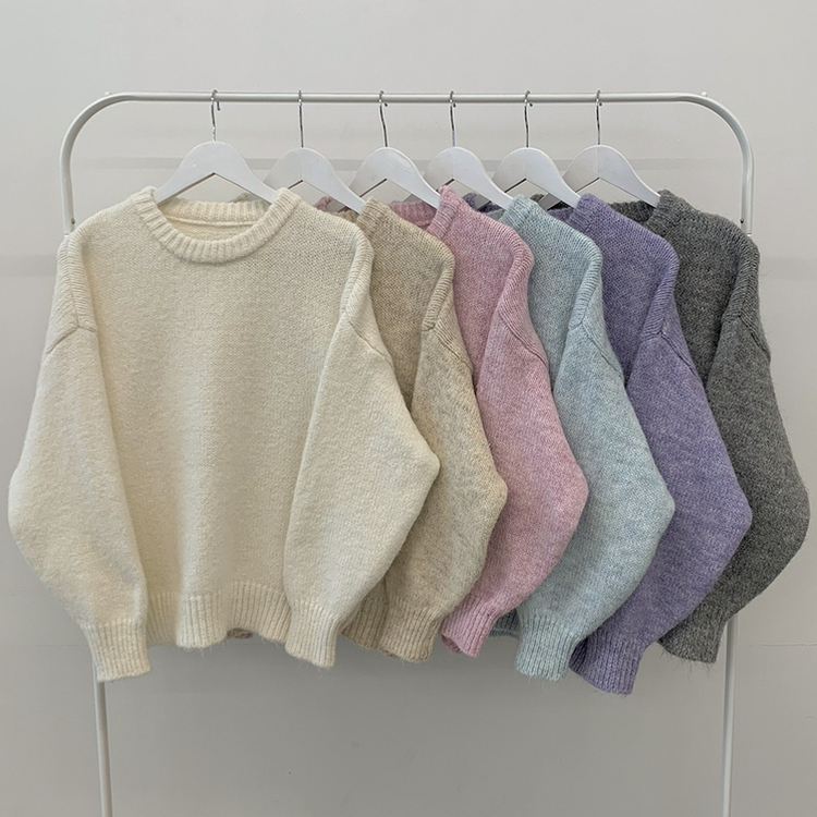 파스텔 도톰 보카시 라운드 아방핏 니트