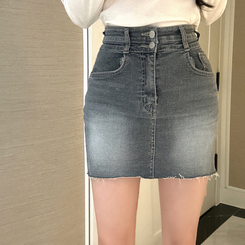 ツーボタンウォッシングミニスカート DARK GRAY