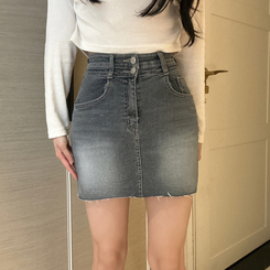 ツーボタンウォッシングミニスカート DARK GRAY