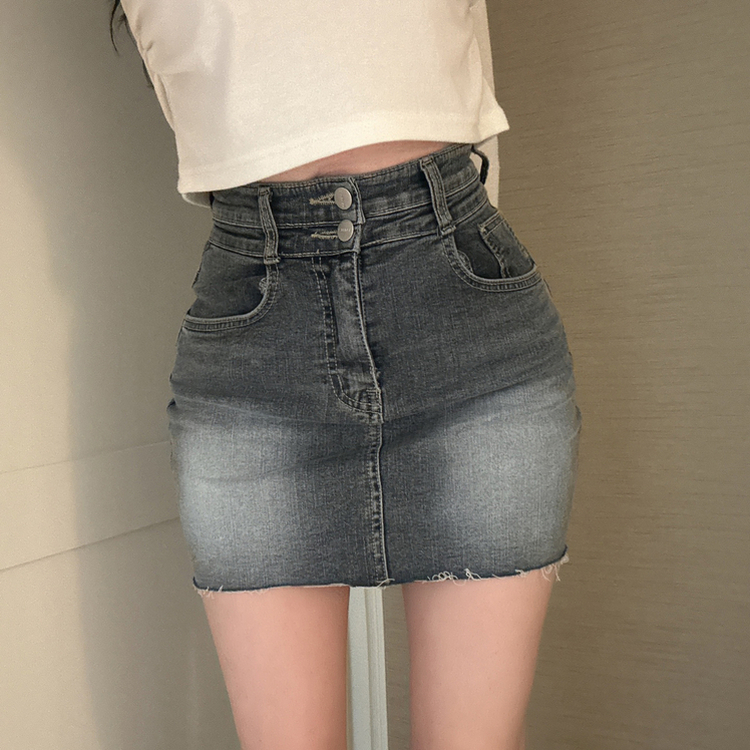 ツーボタンウォッシングミニスカート DARK GRAY