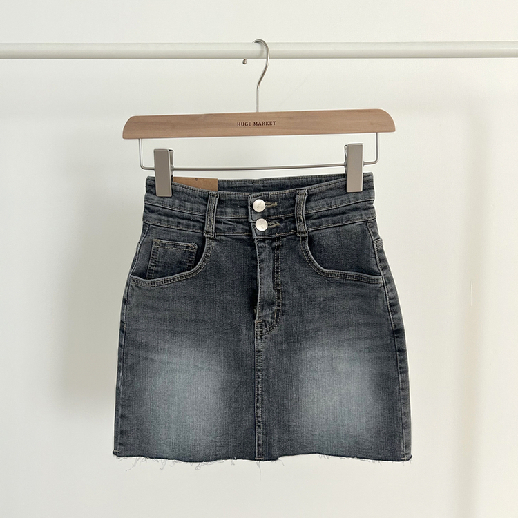 ツーボタンウォッシングミニスカート