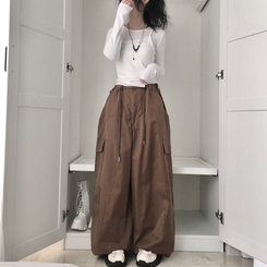 バルーンフィットコットンカーゴパンツ BROWN