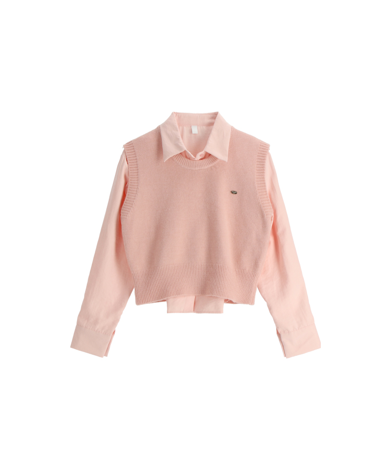 (シャツ+ニットベストSET♥) メルボルン ペンダント シャツ 無地 ニットベスト セット