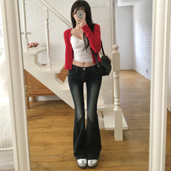 자스민벨 애니원 워싱 골반패드 골반뽕 스판 부츠컷 데님 팬츠 진청