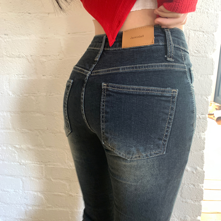 자스민벨 애니원 워싱 골반패드 골반뽕 스판 부츠컷 데님 팬츠 진청