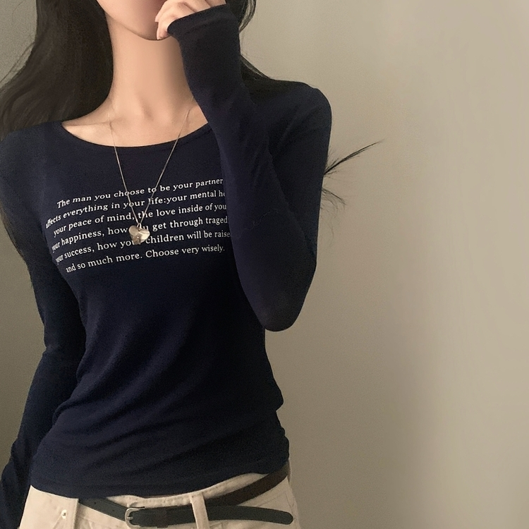 ビンテージスリムクロップ長袖Tシャツ(5color) NAVY