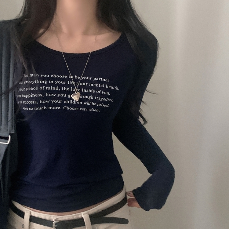 ビンテージスリムクロップ長袖Tシャツ(5color) NAVY